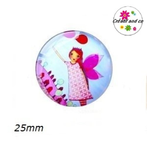 Cabochon petite fille et ses ailes d'ange 25mm