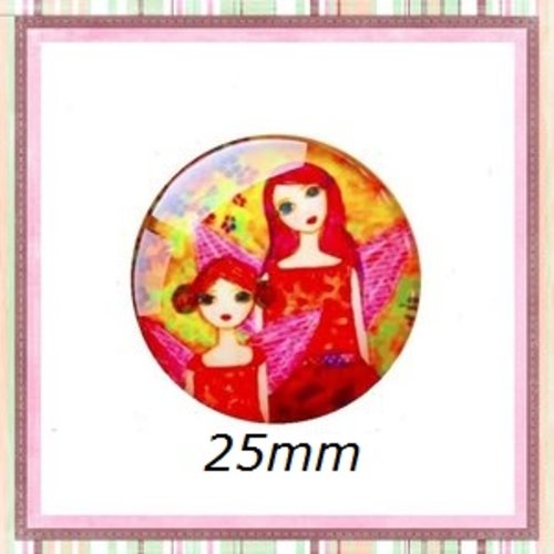 Cabochon duo de filles  25mm