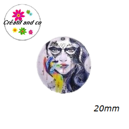 Cabochon visage femme tatouté 20mm
