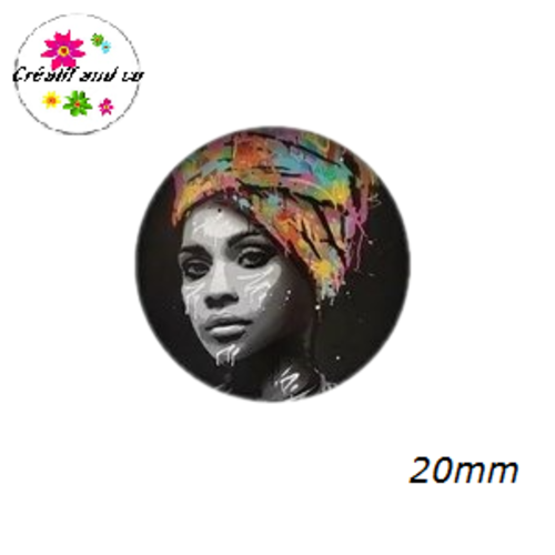 Cabochon visage femme africaine  20mm