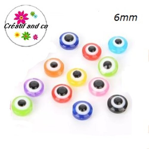 X10 perles résine mix couleur 6mm
