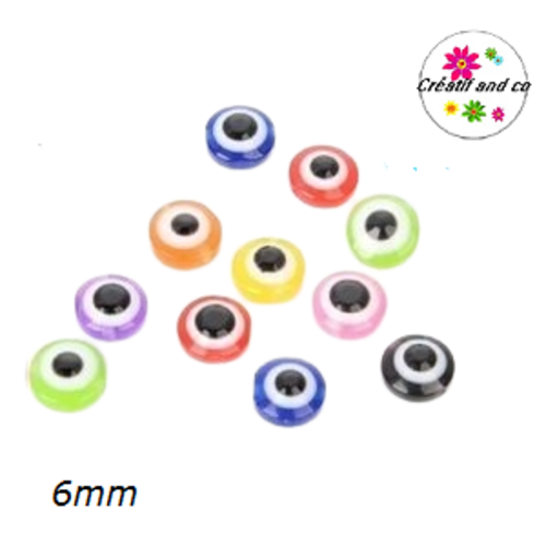 X10 perles résine mix couleur 6mm