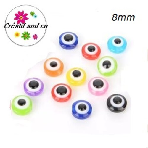 X10 perles résine mix couleur 8mm