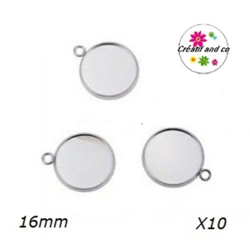 X10 supports pendentifs acier inoxydable cabochon 16mm