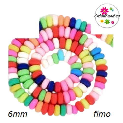 X10 perles rondelles argile polymère mix couleur 6mm