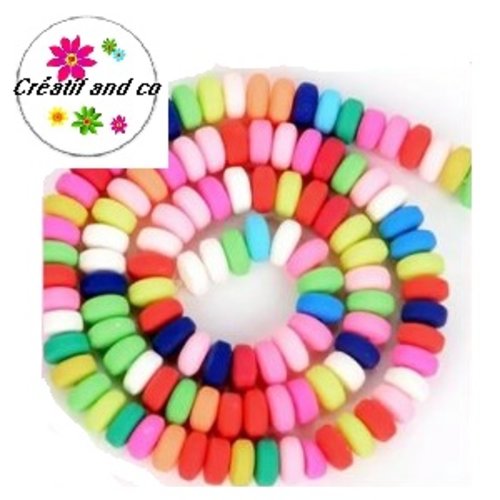 X10 perles rondelles argile polymère mix couleur 6mm