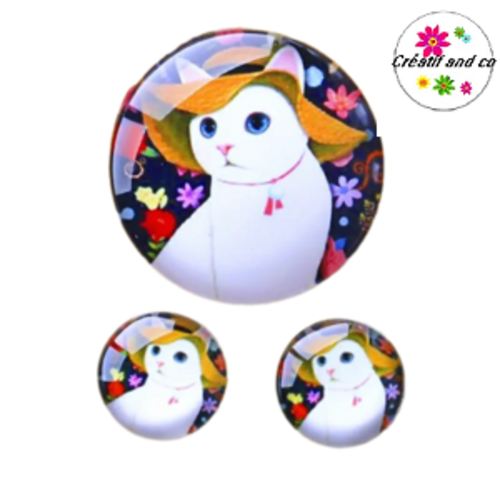 Lot cabochon chat  25mm et 2 cabochons 12mm