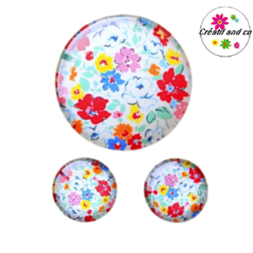 Lot cabochon fleuri  25mm et 2 cabochons 12mm
