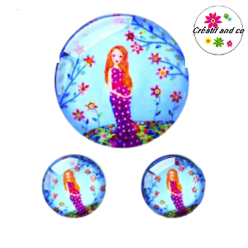 Lot cabochon fille  25mm et 2 cabochons 12mm