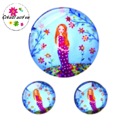 Lot cabochon fille  25mm et 2 cabochons 12mm