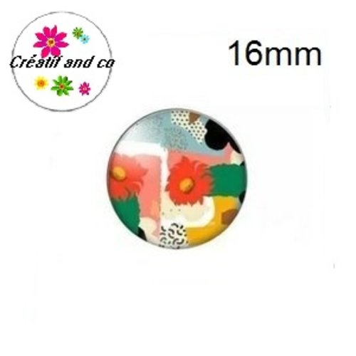 X2 cabochons motif géomètrique 16mm