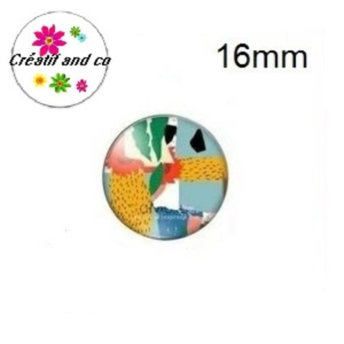 X2 cabochons motif géomètrique 16mm