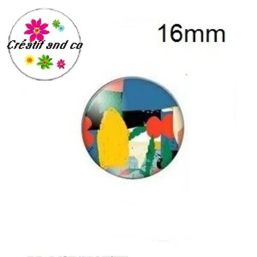 X2 cabochons motif géomètrique 16mm