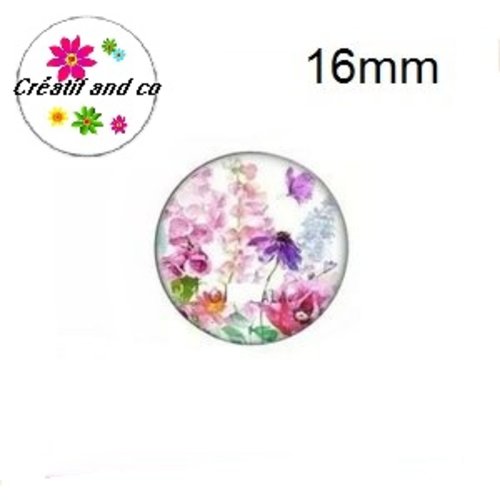 X2 cabochons fleurs 16mm