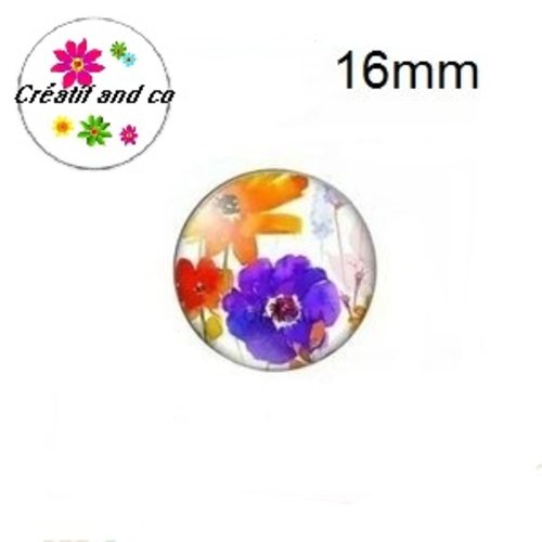 X2 cabochons fleurs 16mm