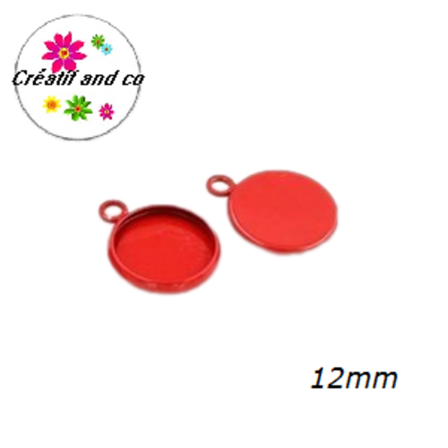 Pendentif rouge pour cabochon 12mm