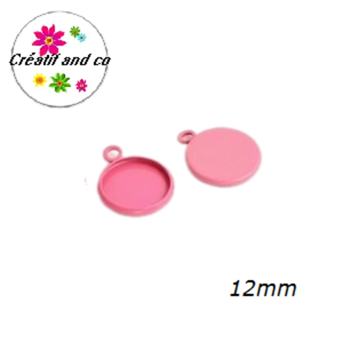 Pendentif vieux rose pour cabochon 12mm
