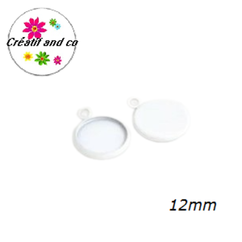 Pendentif blanc pour cabochon 12mm