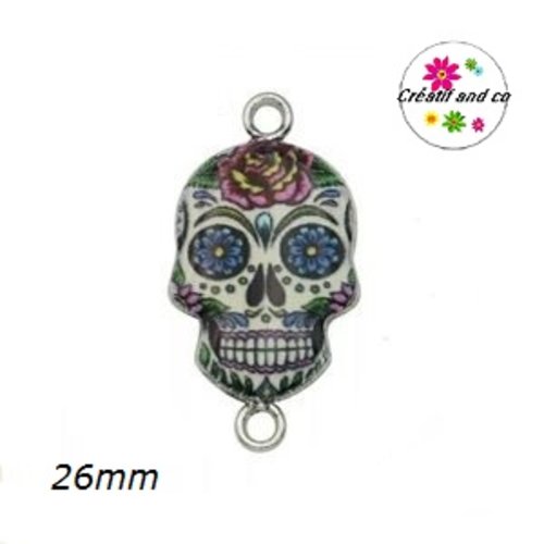 Connecteur tête de mort mexicaine émail 26mm