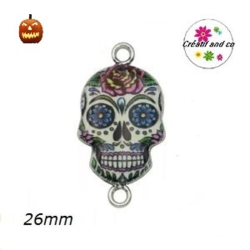 Connecteur tête de mort mexicaine émail 26mm