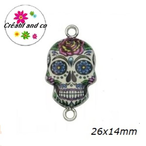 Connecteur tête de mort mexicaine émail 26mm