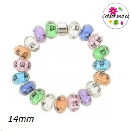 Grosse perle motif tête de mort 14mm
