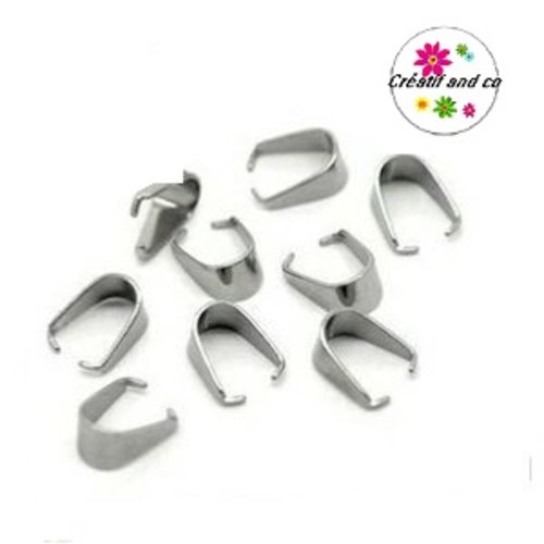X10 bélières à pincer acier inoxydable 6,6x4,9mm
