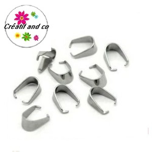 X10 bélières à pincer acier inoxydable 6,6x4,9mm