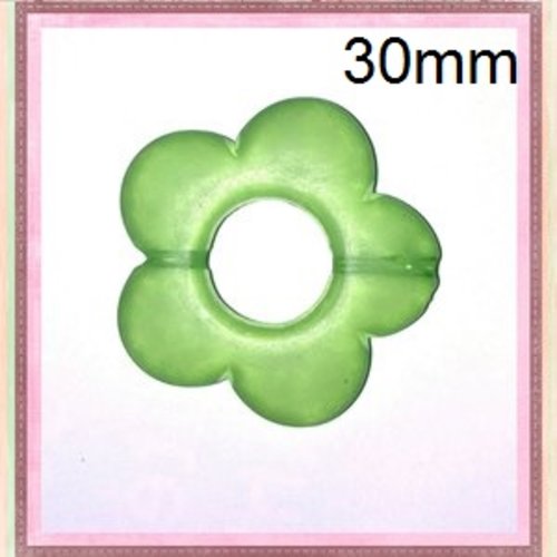 Grosse perle fleur verte glacée 30mm