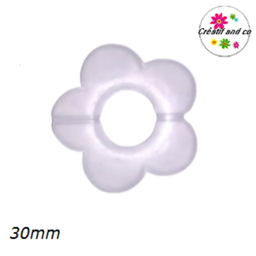Grosse perle fleur blanche glacée 30mm