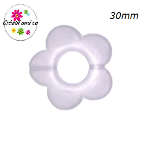 Grosse perle fleur blanche glacée 30mm