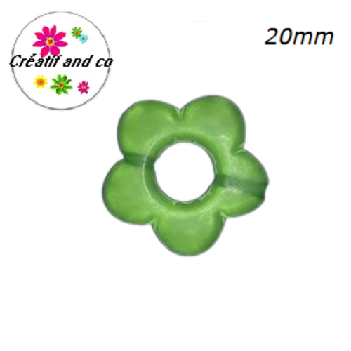 Perle fleur verte givrée 20mm