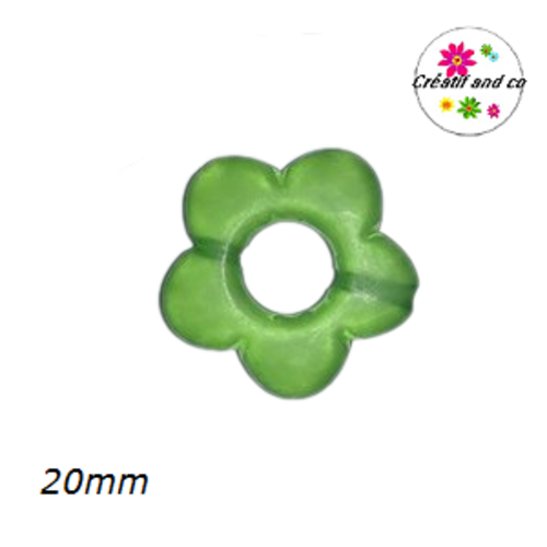 Perle fleur verte givrée 20mm
