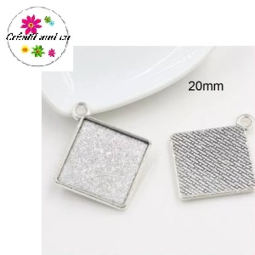 Pendentif carré argent tibétain pour cabochon 20mm