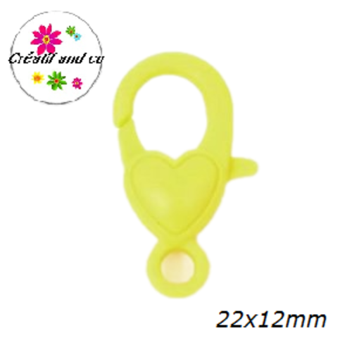 Mousqueton homard jaune d'or plastique 22x12mm