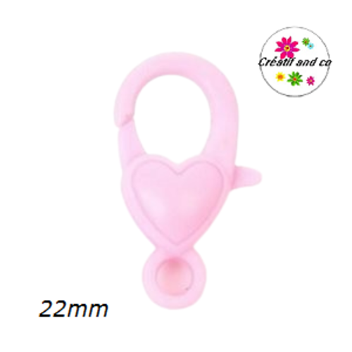 Mousqueton homard rose plastique 22mm