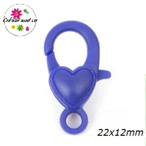 Mousqueton homard bleu roi plastique 22x12mm