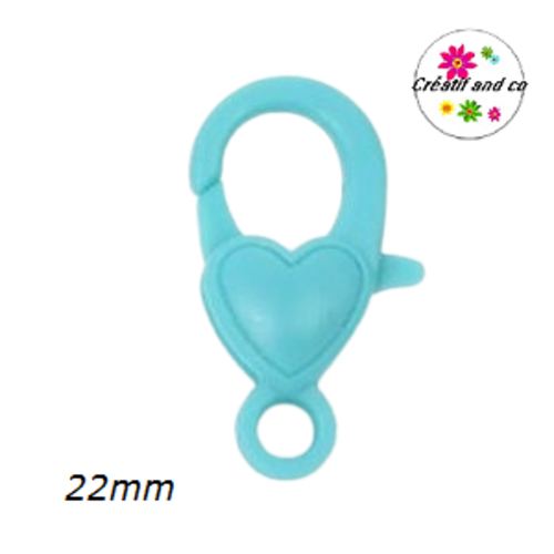 Mousqueton homard bleu clair plastique 22mm
