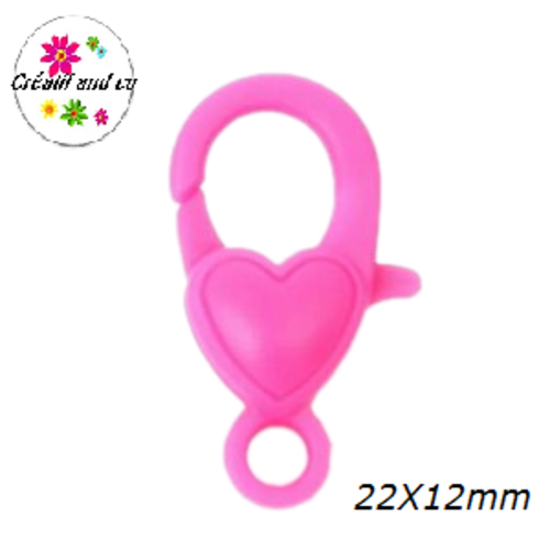 Mousqueton homard fuchsia plastique 22x12mm