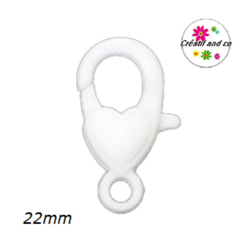 Mousqueton homard blanc plastique 22mm