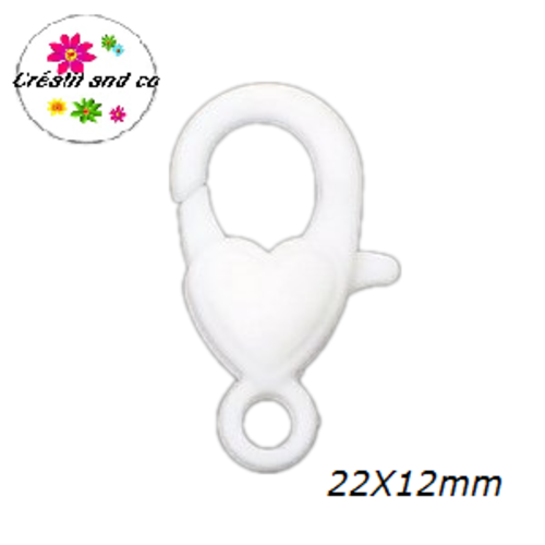 Mousqueton homard blanc plastique 22x12mm