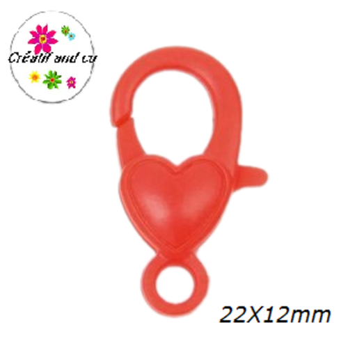 Mousqueton homard rouge plastique 22x12mm