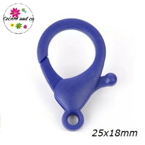 Mousqueton bleu roi plastique 25x18mm