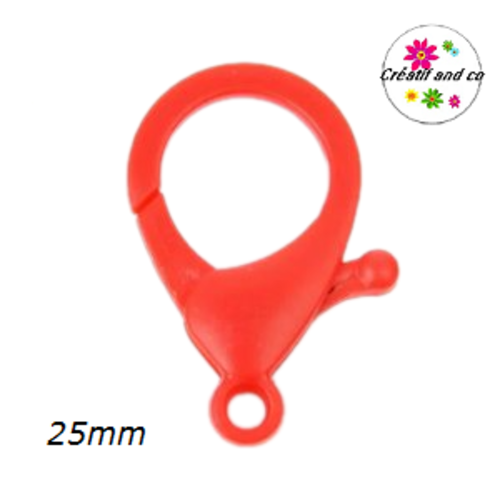 Mousqueton rouge plastique 25mm