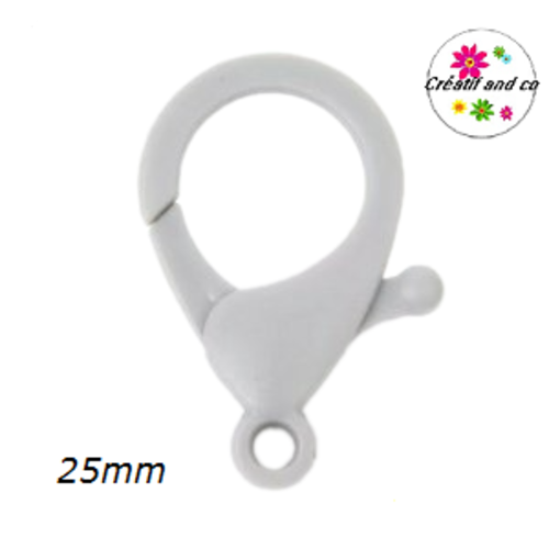 Mousqueton gris plastique 25mm