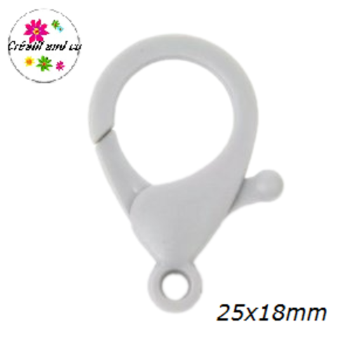 Mousqueton gris plastique 25x18mm