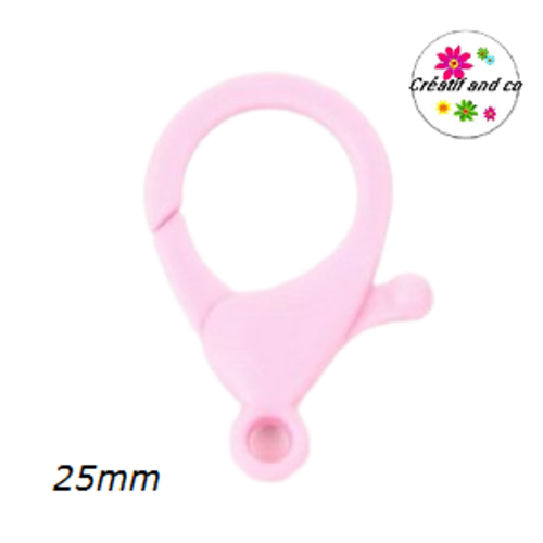 Mousqueton rose plastique 25mm