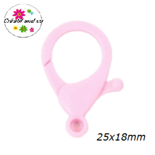 Mousqueton rose plastique 25x18mm