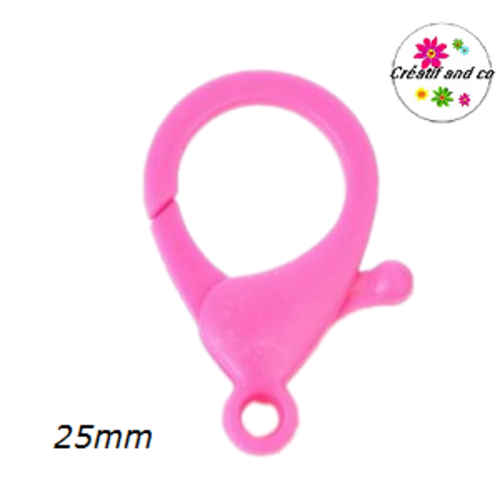 Mousqueton fuchsia plastique 25mm
