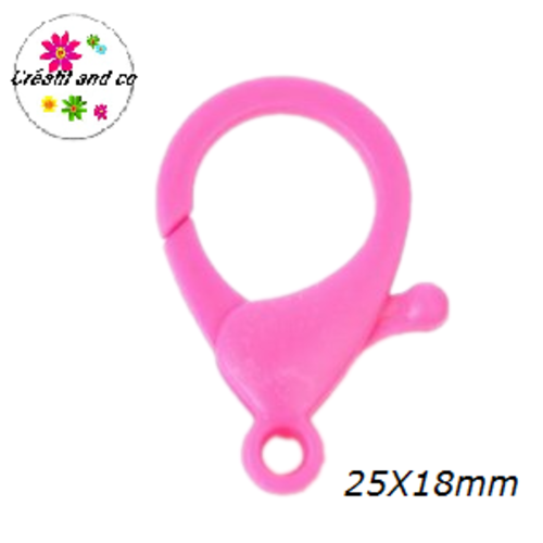 Mousqueton fuchsia plastique 25x18mm